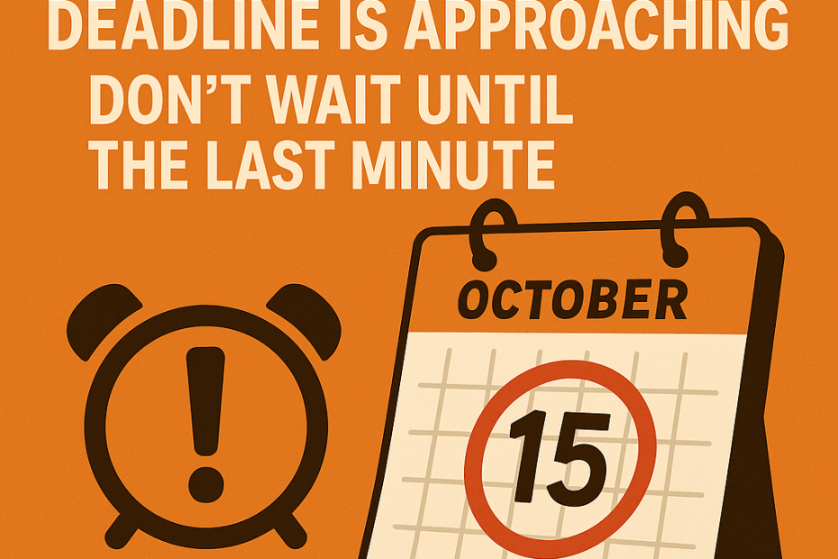 October 15 Tax Deadline Is Approaching: Don’t Wait Until the Last Minute